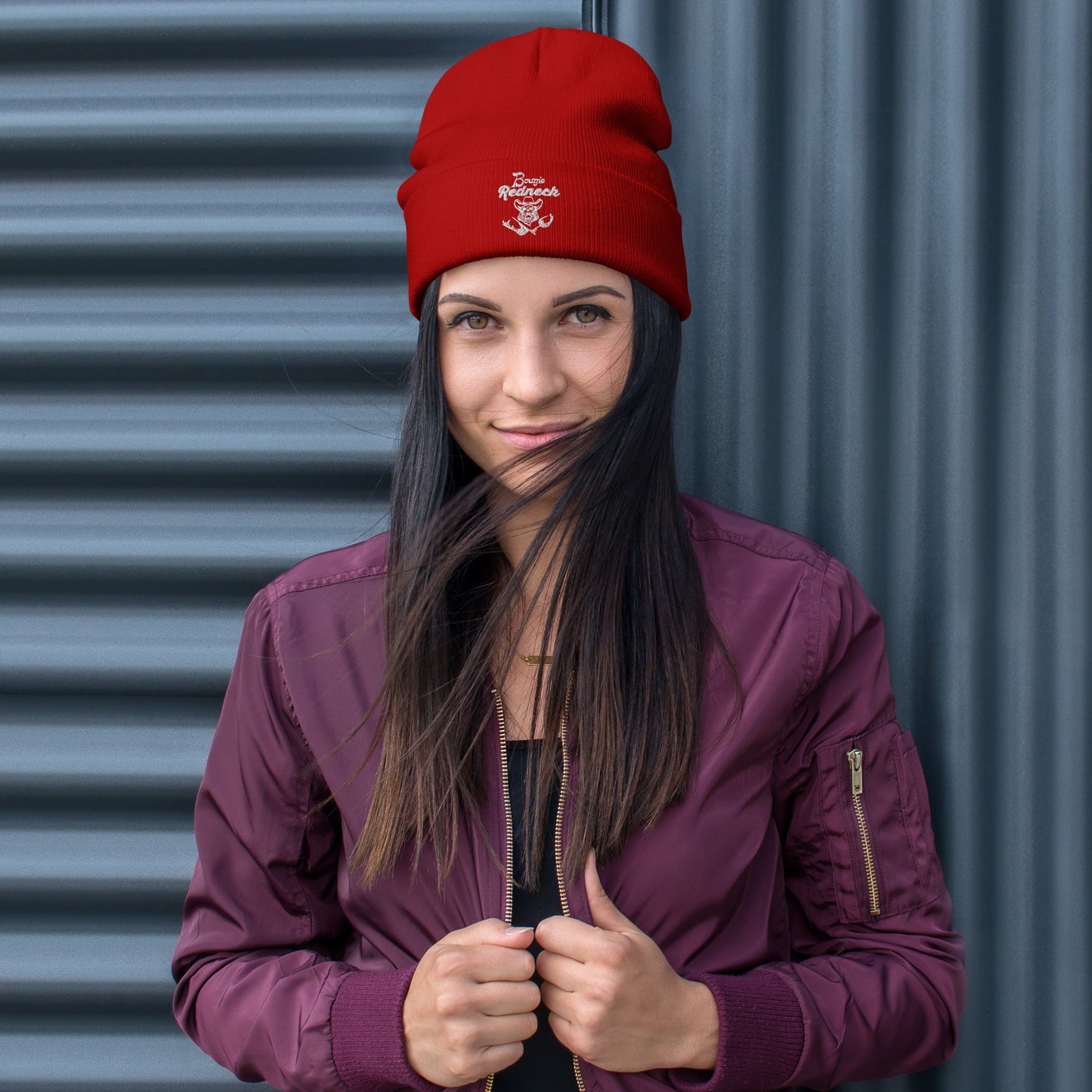 Embroidered Beanie White Logo